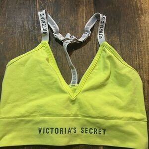 Victorias Secret Size Medium Neon Yellow  Bralette W/ Out Padding Logo On Strap